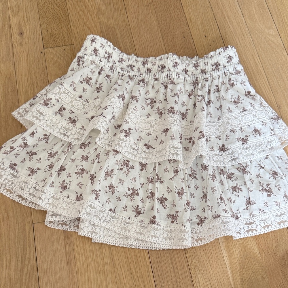 Altar'd State Cream Skirt with Dusty Rose Floral Print